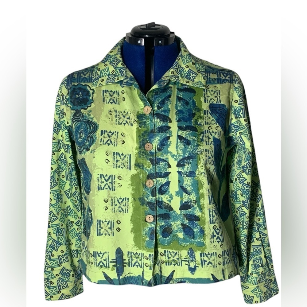 Jane Ashley Casual Lifestyle Green Blue Floral